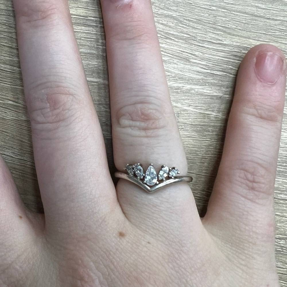 Pandora Sparkling Pear and Marquise Wishbone Ring